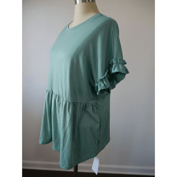 Floral Blooming Green Empire Waist Top XXL - Picture 3 of 8